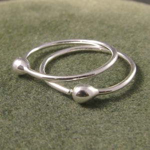Créoles pour dormeuse en argent * Boucles d'oreilles simples sans accroche d'un demi-pouce 24 heures sur 24 * Tous les jours standard en 20 g, 18 g ou 16 g