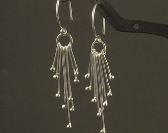 Silver Dangle Earrings / Sterling Silver Handmade Chandelier Earrings / Raining Silver Beautiful Unique Artisan Design