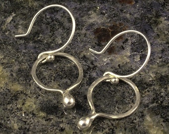 Silver Drop Hoop Earrings / Simple Elegant Different Sterling Hoops on a Hook Minimalist Eternal Goddess Tear