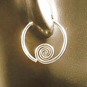Small Silver Sleeper Hoops * Artisan Sterling Earrings with a Swirl * Argentium Catchless Hoop Earrings * Gift for Men Women Teens