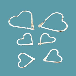 Silver Heart Hoops * Set  Choice of Argentium Sterling Silver * Yellow or Rose Gold  Stacker Earrings for Cartilage Tragus Gift for Love