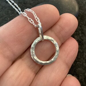 Petite Silver Circle Pendant Sturdy Hammered Argentium Eternity Necklace Timeless Classic Symbol of Eternal Love Fabulous Gift image 9