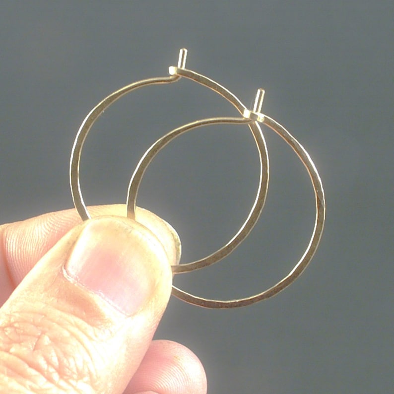 Hammered Gold Hoops Simple Minimalist Everyday Wear Hoop Earrings Available in Rose Gold Gift for Women / Girls Classic Comfort image 2