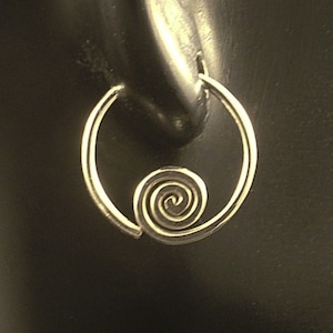 Small Silver Sleeper Coil Hoops * Artisan Sterling Earrings with a Swirl * Argentium Seamless * Sports Catchless  for Men Ladies Children