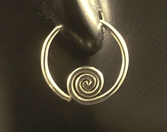 Small Silver Sleeper Coil Hoops * Sterling Earrings with a Swirl * Argentiump Seamless Sports Catchless Men Ladies Children