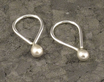 Tiny Silver Drop Sleeper Hoops * Modern Argentium Earrings * Handmade