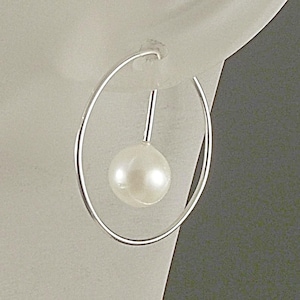 Silver Pearl Hoop Earrings * Elegant Argentium Sterling Simplicity * Unique Earrings