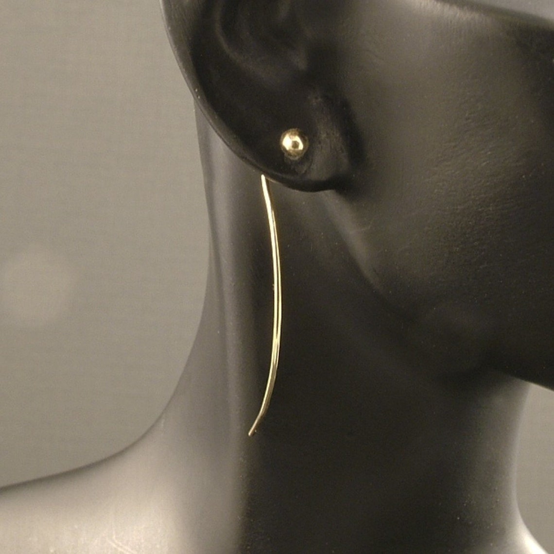 10K Solid Gold Post Earrings With Extended Tail / Gold Goddess Etsy