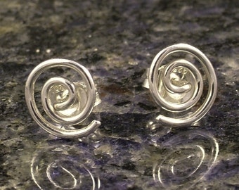 Tiny Silver Earrings / Little Sterling Silver Spiral Studs / Small Post Earrings Swirl Coil Simple Curls