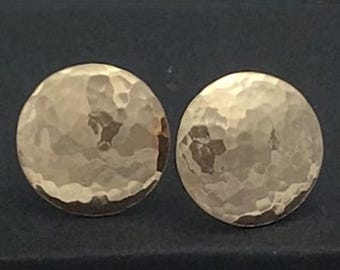 Gold Hammered Disc Studs * Classic Button Studs * Handcrafted