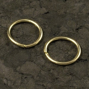 Tiny Gold Hoop Earrings Catchless Gold Hoops Endless Gold Sleeper Hoop Earrings Cartilage / Tragus / Helix / Eyebrow / Nose Ring 7 image 5