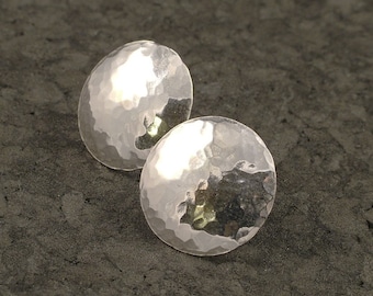 Silver Post Earrings -  Hammered Sterling Stud Earrings / Posts - Classic Ageless and Timeless - Sterling Silver Simple Beauty