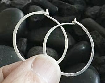 Silver Hammered Hoops * Argentium Sterling Handmade Earrings * Casual Everyday