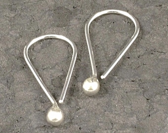 Sterling Silver Teardrop Hoop Earrings: Modern Minimalist Argentium Hoops