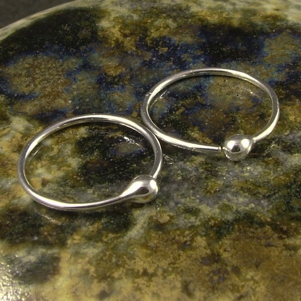 Small Silver Sleeper Hoops  Argentium Sterling Simple Catchless Earrings * Half Inch 24 Hour Wear * Everyday Standard in 20g 18g or 16g