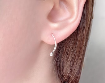 Silver Curve Earrings * Small Argentium Drops * Handmade Waterdrop Ear Art