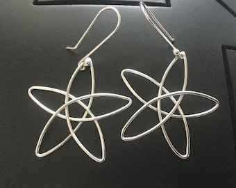 Geometric Star Earrings * Argentium Sterling Silver Stars * Starseed 5 Point Dangle Earring * New Aquarian Age *