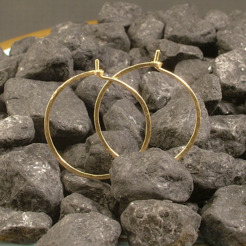 Hammered Gold Hoops Simple Minimalist Everyday Wear Hoop Earrings Available in Rose Gold Gift for Women / Girls Classic Comfort image 5