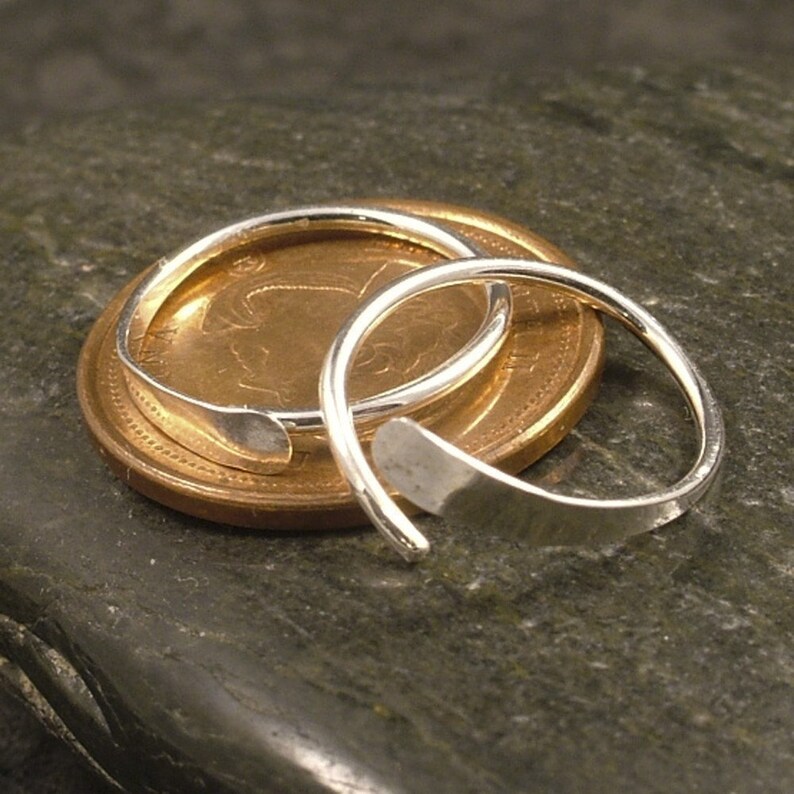Silver Sleeper Hoops Hammered Small Argentium Silver Hoop Earrings Catchless Endless Sport Men Ladies Half Inch or Customize Your Size