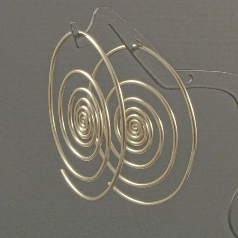 Silver Hoop Earrings Super Spirals Sterling Silver Hoops Out of the Vortex Big Swirl Spiral Modern Fashion Forward Fun image 4