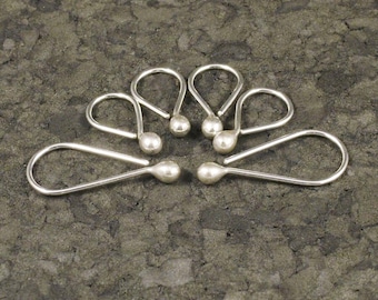 Silver Drop Sleeper Hoop Set * Argentium Multiple Piercing Earrings * Handmade