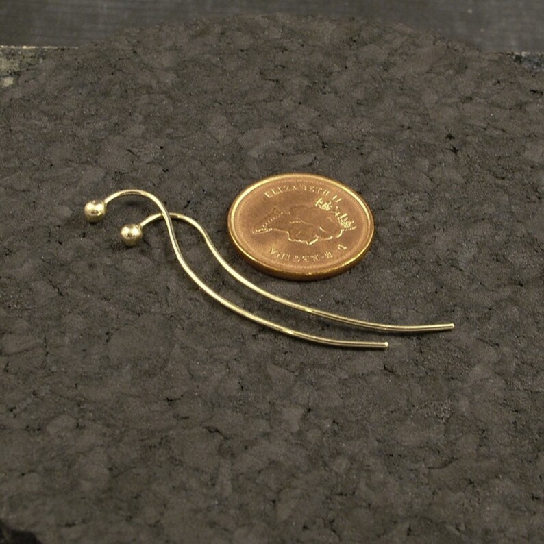 10K Solid Gold Post Earrings With Extended Tail / Gold Goddess Etsy