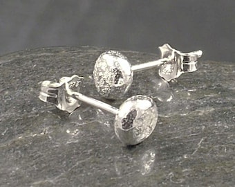 Hand Cast Silver Studs * Argentium Solid Sterling Post Earrings * MetalRocks Original