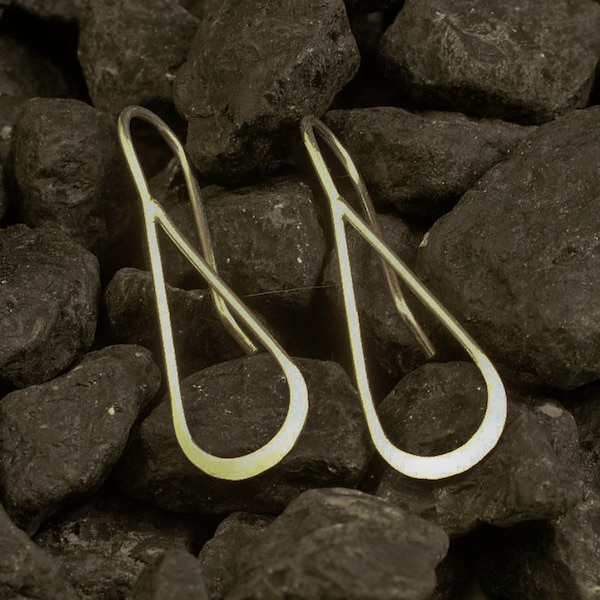 Argentium Silver Earrings * Hammered Sterling Drop Earrings * Simple Loop Dangles * MetalRocks Modern Minimalism * Back by Popular Demand