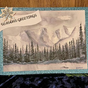 Cartão de Natal original com impressão em aquarela