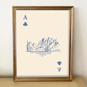Esthétique occidentale de paysage de montagne - impression de cartes à jouer vintage tendance rétro - art mural vintage stylo dessiné à la main - téléchargement numérique