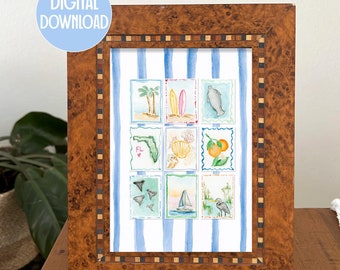 Impression de timbres de Floride : art mural aquarelle côtier (téléchargement numérique)