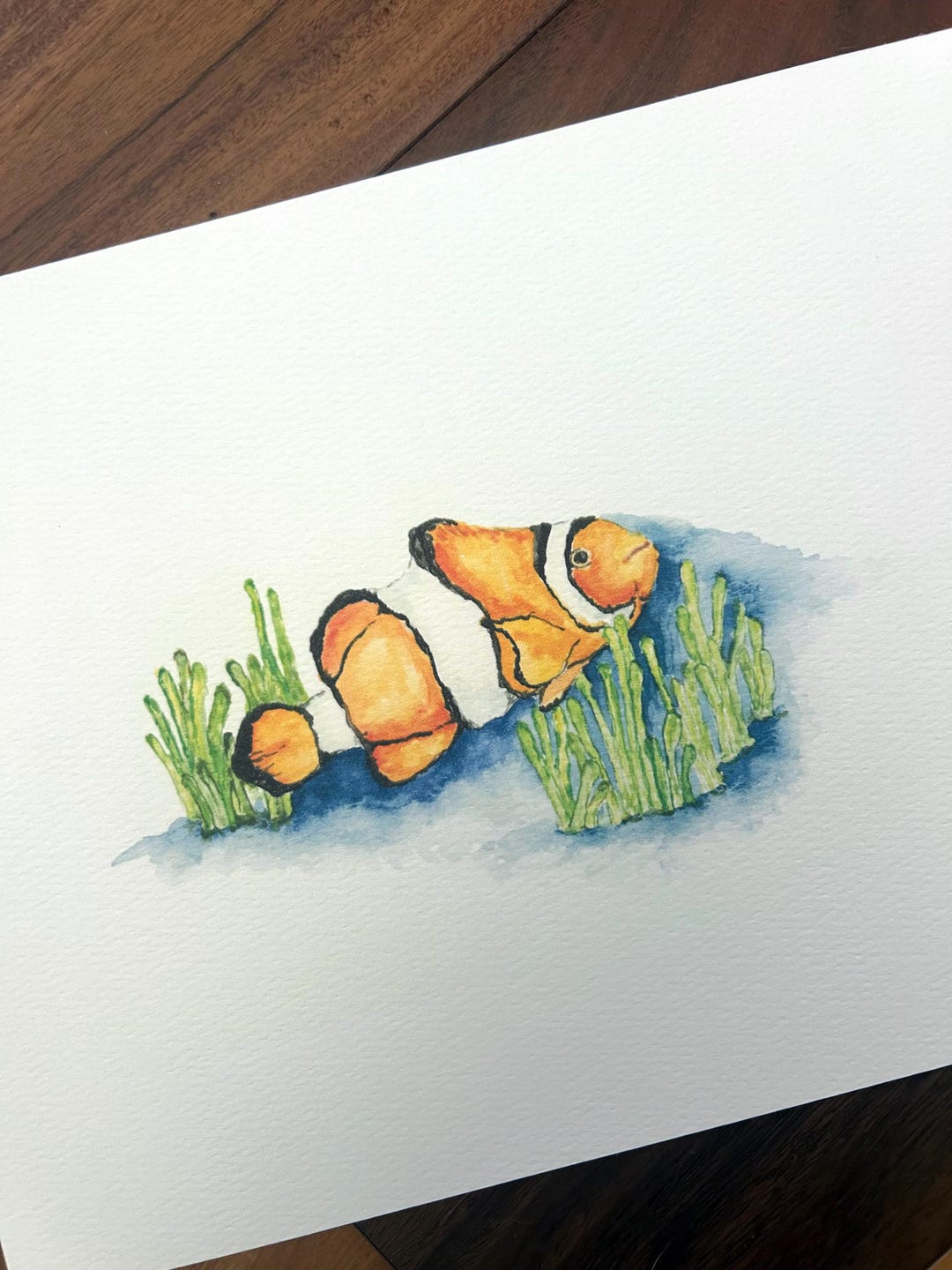 Clownfish & Anemone - Aquatic Seascape - Handmade Watercolor Print - Etsy