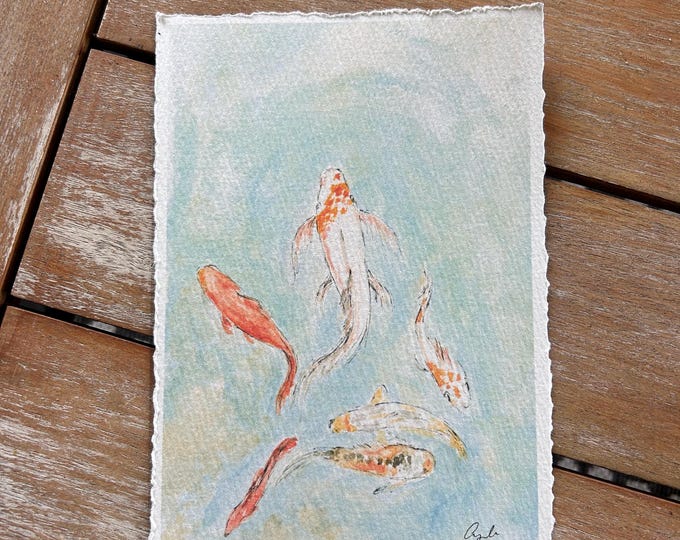 Koi Fish - Florida Wildlife Nature - Handmade Watercolor Wall Art Print