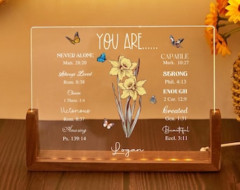 Luce notturna personalizzata con versetto della Bibbia e nome, luce notturna per la mamma, regalo di compleanno cristiano per la mamma, regalo per la prima festa della mamma, regalo cristiano