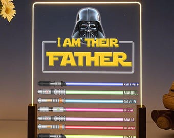 Fathers Day Gifts for Kids,I Am Their Father Sign light, Personalized Gifts for Dad from Daughter, Dad Birthday Gift, Custom Lightsaber Sign