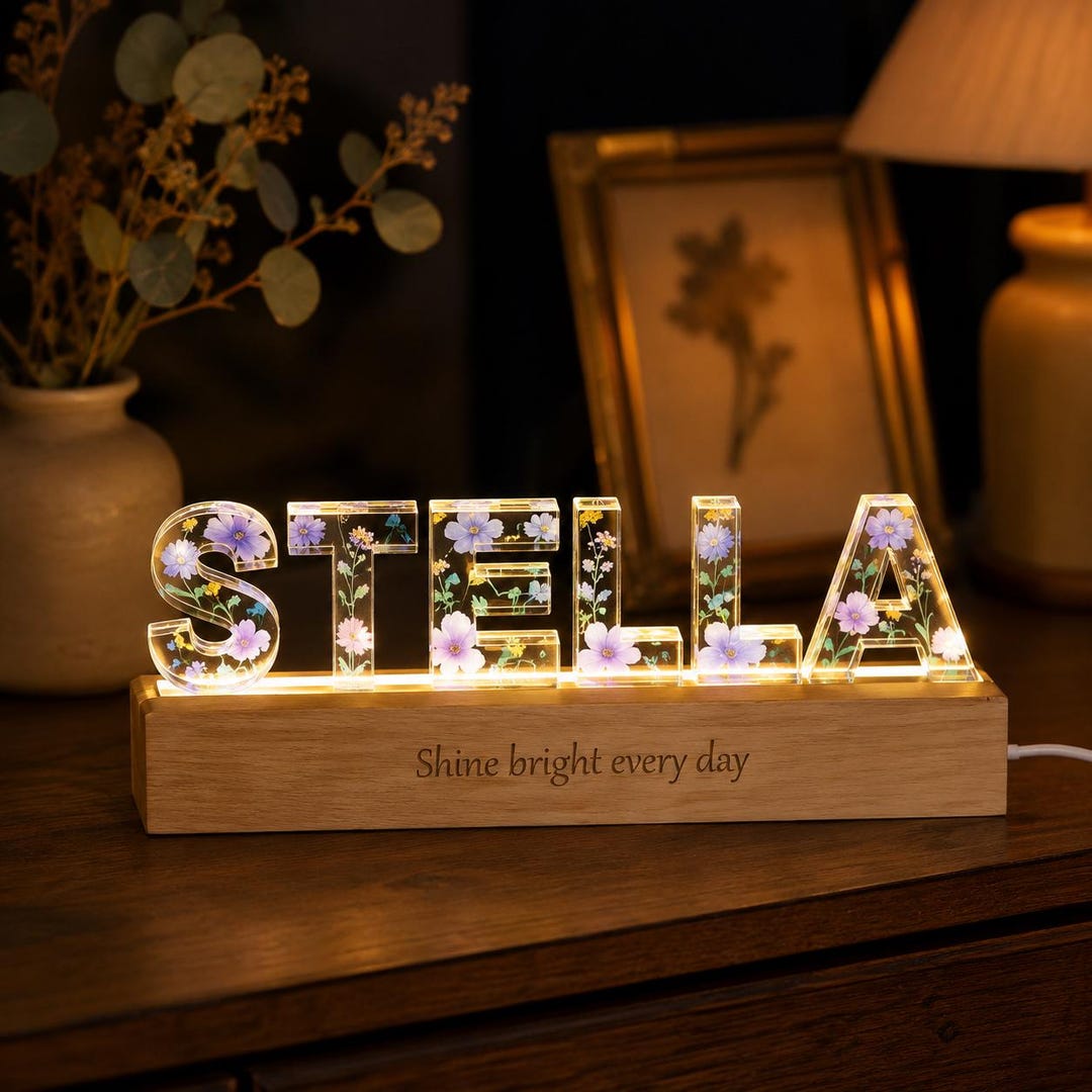 Custom Flower Night Light for Kids, LED Wooden Bedside Lamp, Teen Girl Room Decor, Unique Birthday Gift for Daughter,personalized Name Light - Etsy