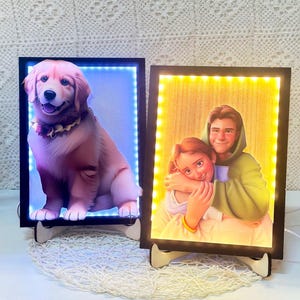 Custom Cartoon Pet Portrait night light,Pet Portrait From Photo,Pet Pixar style cartoon lamp,Pet Memorial Light,Anniversary Gift,Home decor