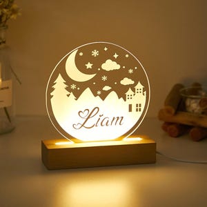 Veilleuse acrylique personnalisée pour bébé, cadeau de naissance avec prénom, cadeau de Noël, cadeau de baptême, chambre d'enfant, cadeau d'anniversaire, chevet