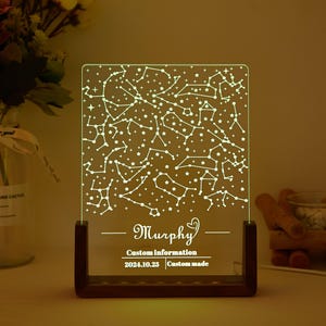 Benutzerdefinierte Sternenkarte nach Datum, personalisierte Sternenkarte Nachtlicht, Tischlampe mit Konstellationskarte, Jubiläumsgeschenk, Geburtstagsgeschenk, Geschenk für sie