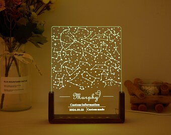 Custom Star Map by Date,Personalized Star Map Night Light,Table Lamp with Constellation Chart,Anniversary Gift, Birthday Gift,Gift for her