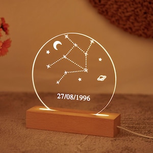 Sternenkarte Nachtlicht für Jungen, Nachthimmel nach Datum, Lampe für Kinderzimmer, personalisierte Mond und Sterne Nachtlicht