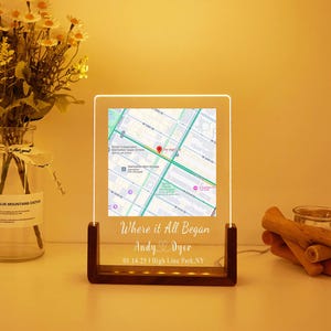 Plaque lumineuse en acrylique Notre premier rendez-vous personnalisée,Emplacement où tout a commencé Plaque acrylique,Veilleuse carte personnalisée,Cadeau Saint-Valentin pour lui/elle