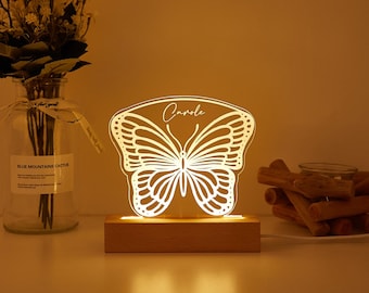 Custom night light Butterfly with Name,Butterfly or rainbow for kids room decor,personalize Moon & stars  with your name,baby gift birth