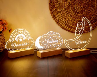 Custom 3D Rainbows Night light,Moon & Clouds or rainbow for kids,Room decor,Nursery Lamp,Baby Bedroom Night Light,Christmas Gifts for Baby