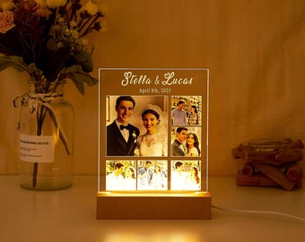 Luz de noche con foto personalizada, luz de noche LED con collage de fotos personalizado, regalos de Navidad, regalo de aniversario, regalos para mamá, decoración de guardería, regalo para ella