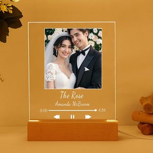 Customizable Photo Music Night Light for Couples,Round Plaque,Photo Name Night Lamp,Personalized Night light of Gift,Birthday Gift