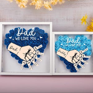 Regalo per la festa del papà, scatola portaoggetti con fiori personalizzata, cornice con rose e nomi per bambini, regali per papà, regalo dalla figlia, regalo dal figlio, regalo unico per papà.