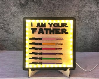Custom Family Wooden Sign for dad,I Am Their Father Sign,Starwar Sign,Birthday gift dad,Custom dad gift,Personalized Lightsaber Sign
