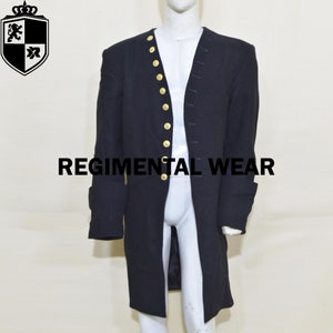 Herren 18.Jahrhundert Kostüm Mantel, Regency Mode Gehrock, Hochzeits Gehrock, Periodenkostüm Regency, Marineblauer Woll Regency Gehrock Sale