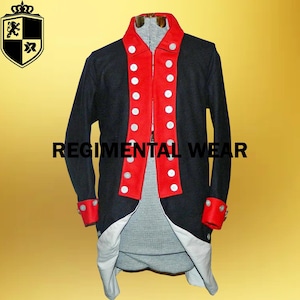 18th Revolutionary War Jacket, Continental Army Coat, 1770s Colonial War Jacket, Colonel Frock Coat, Men Handmade Navy Blue Wool Jacket Sale